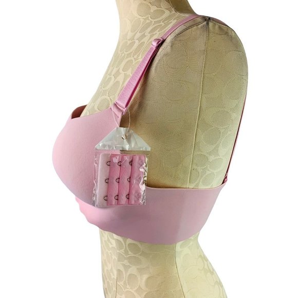 38B Unbranded Black Wirefree Padded Pink Bra with Extender New - Picture 3 of 7